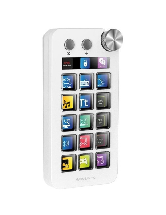 Control Deck Mars Gaming MSD-NEO/ 15 Teclas LCD/ 1 Rueda/ 2 Botones/ Blanco