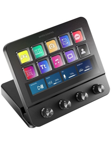 Stream Deck Mars Gaming MSD-PRO/ 10 Teclas LCD + 4 Diales Personalizables/ Negro