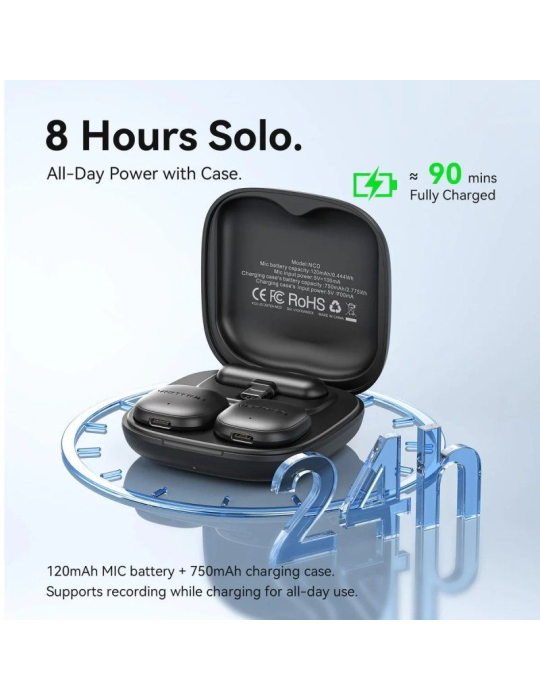 Micrófono Inalámbrico con Clip Vention Lavalier NCDB0/ USB Tipo-C/ Lightning/ Incluye Receptor/ 2 unidades