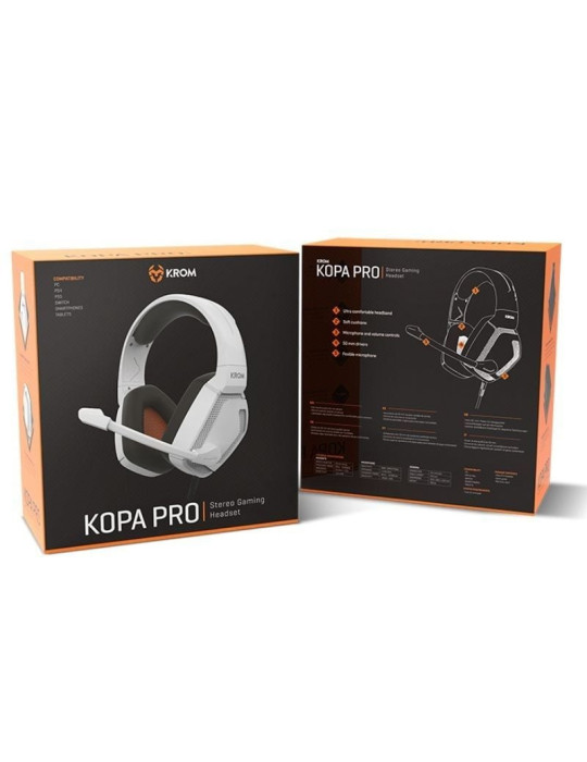 Auriculares Gaming con Micrófono Krom Kopa Pro/ Jack 3.5/ Blancos
