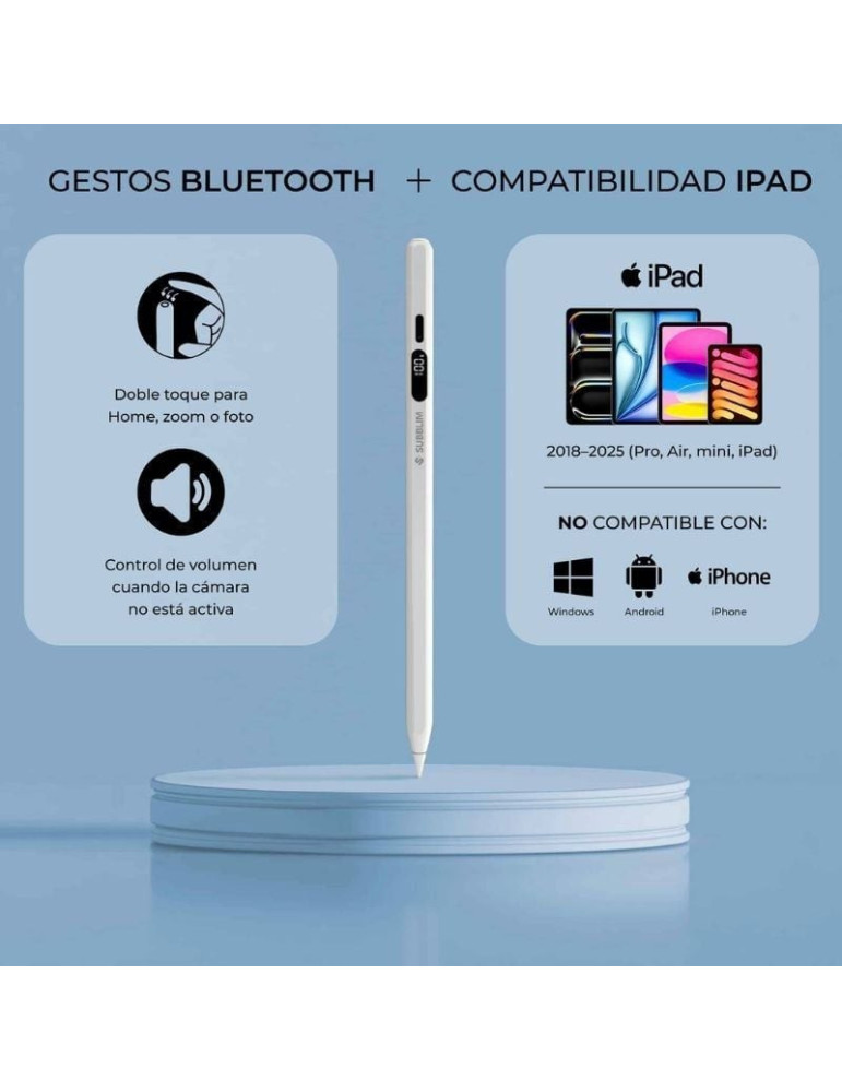 Lápiz Electrónico Subblim NoteFlow Pen para iPad/ Blanco