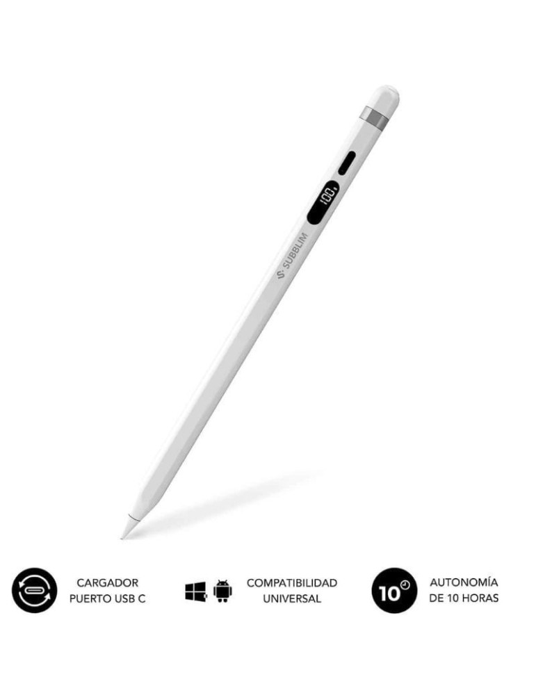 Lápiz Electrónico Subblim NoteFlow Pen para Android y Windows/ Blanco