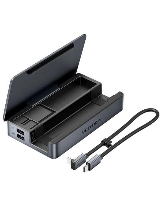 Docking USB Tipo-C para Steam Deck / Switch Vention TPZH0/ 2xHDMI 4K/ 3xUSB/ 1xUSB Tipo-C/ 1xUSB Tipo-C PD/ 1xRJ45/ 1xLector Tar