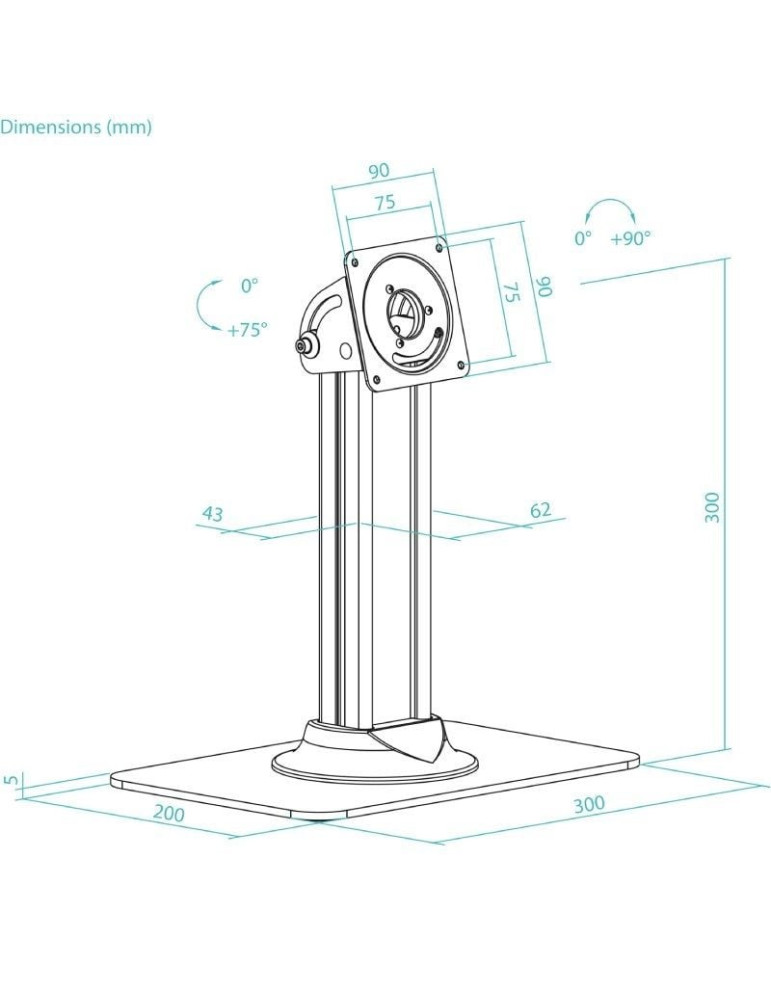 Soporte de Mesa para Marco Antirrobo de Tablet TooQ TQATC2601-B/ Negro