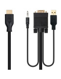 Cable Conversor Nanocable 10.15.4612/ HDMI Macho - VGA Macho/ Jack 3.5 Macho/ USB Macho/ 1.8m/ Negro