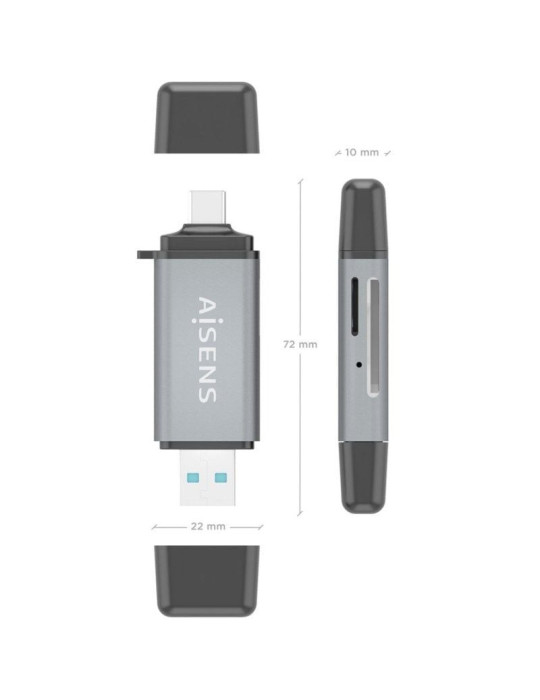 Lector de Tarjetas Externo Aisens ASCR-2AC11-GR/ USB 3.1