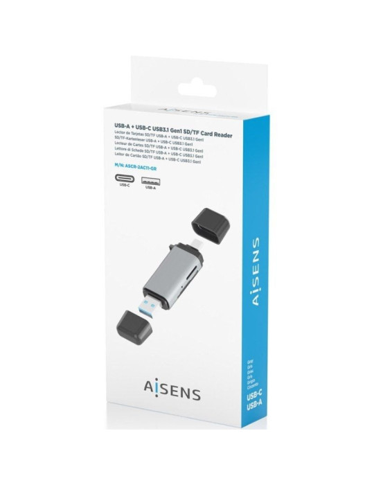 Lector de Tarjetas Externo Aisens ASCR-2AC11-GR/ USB 3.1