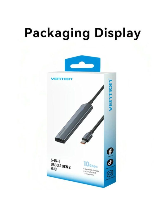 Hub USB Tipo-C 3.2 Vention CKYHB/ 4xUSB Tipo-C/ 1xUSB Tipo-C PD