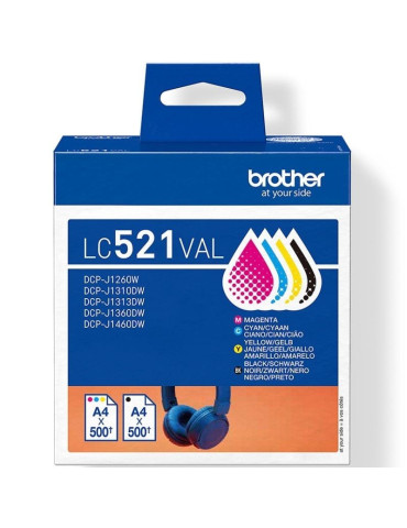 Cartucho de Tinta Original Brother LC-521VAL Multipack/ Cian/ Magenta/ Amarillo/ Negro