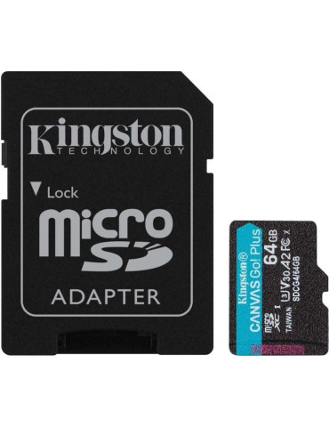 Tarjeta de Memoria Kingston CANVAS Go! Plus 64GB microSD XC con Adaptador/ Clase 10/ 200MBs