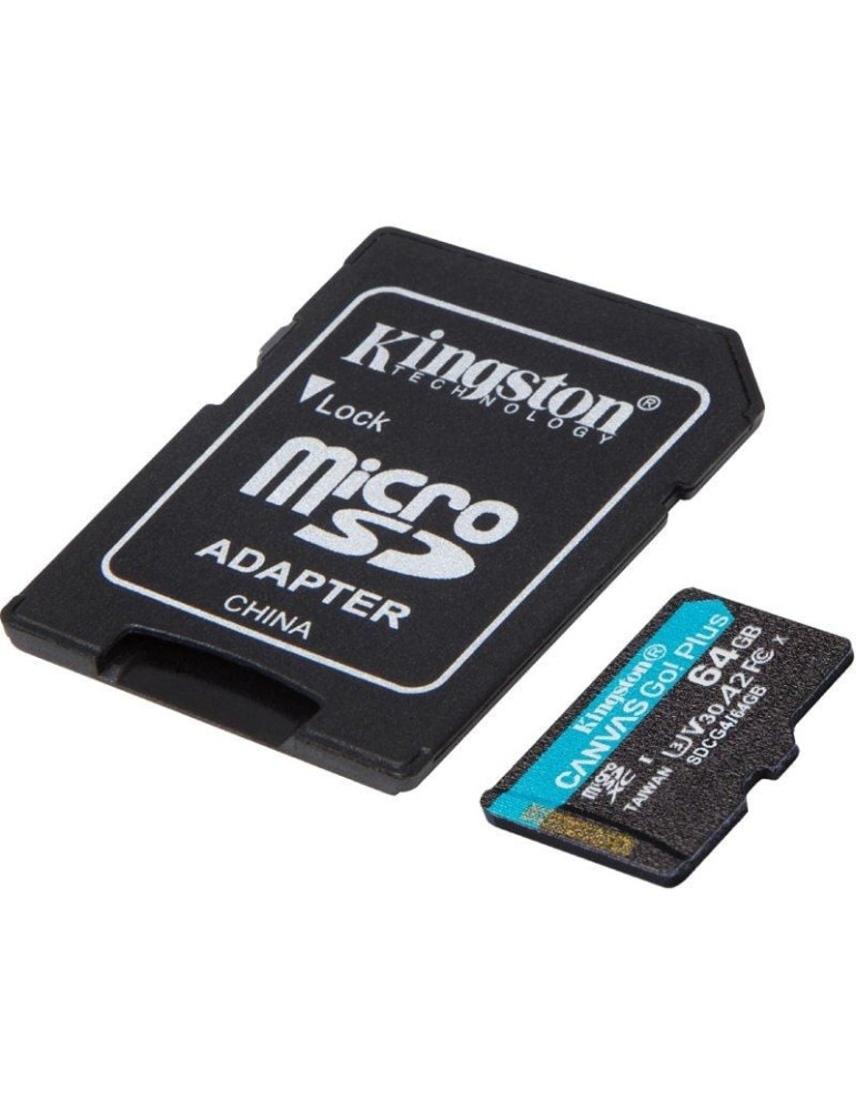 Tarjeta de Memoria Kingston CANVAS Go! Plus 64GB microSD XC con Adaptador/ Clase 10/ 200MBs