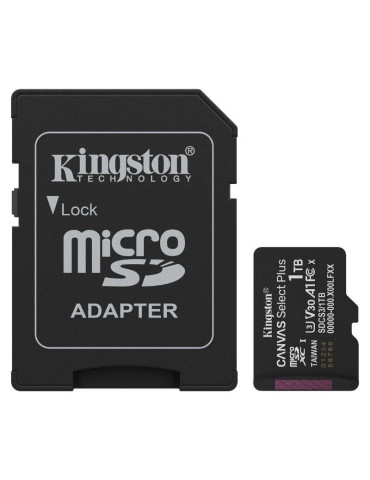 Tarjeta de Memoria Kingston CANVAS Select Plus 1TB microSD XC con Adaptador/ Clase 10/ 150MBs