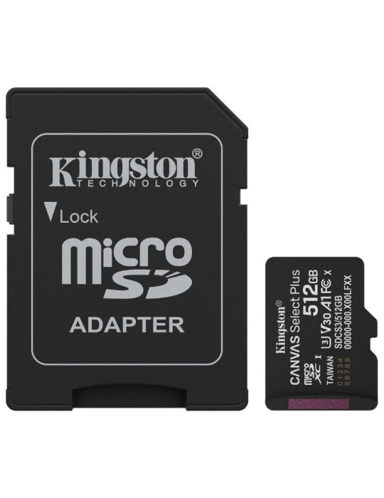 Tarjeta de Memoria Kingston CANVAS Select Plus 512GB microSD XC con Adaptador/ Clase 10/ 150MBs