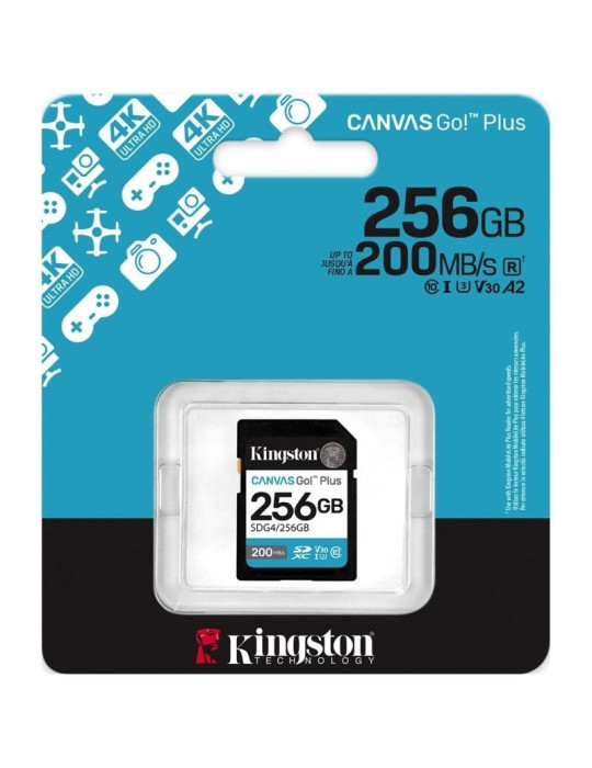 Tarjeta de Memoria Kingston CANVAS Go! Plus 256GB SD XC/ Clase 10/ 200MBs