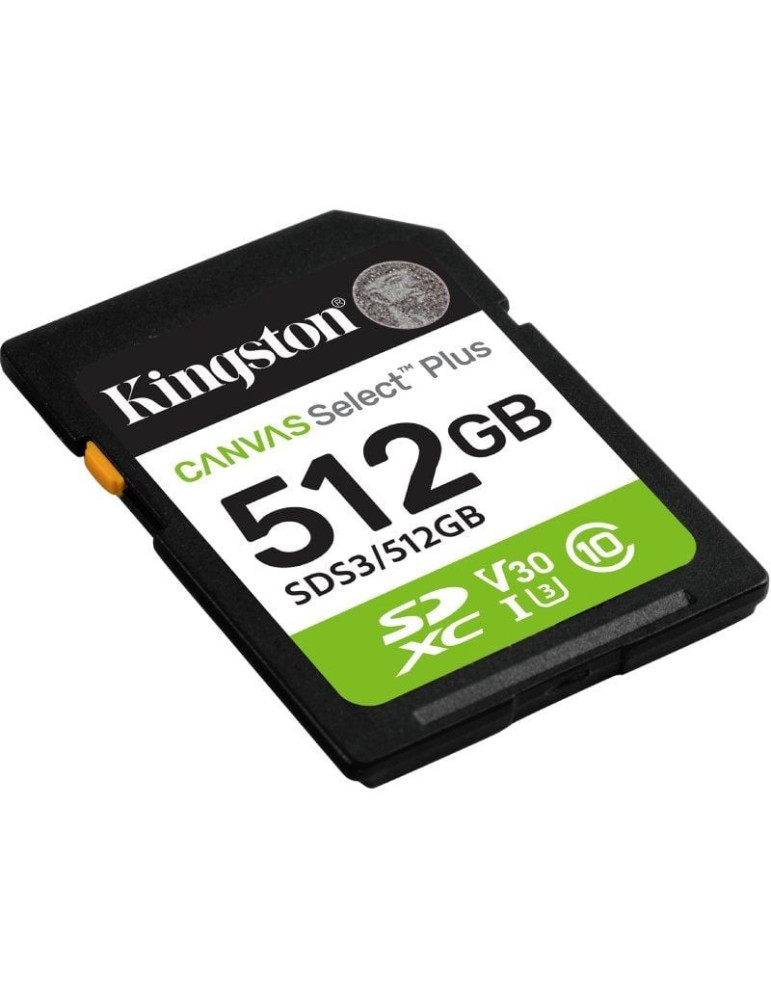 Tarjeta de Memoria Kingston CANVAS Select Plus 512GB SD XC/ Clase 10/ 150MBs