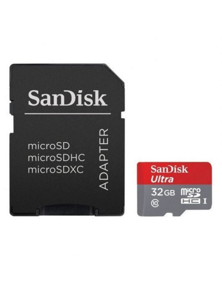 Tarjeta de Memoria SanDisk Ultra 32GB microSD HC UHS-I con Adaptador/ Clase 10/ 120MBs