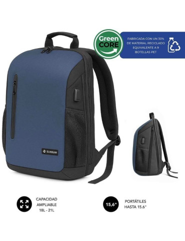 Mochila Subblim Xpand Air Padding Backpack para Portátiles hasta 15.6"/ 21L/ Puerto USB/ Azul