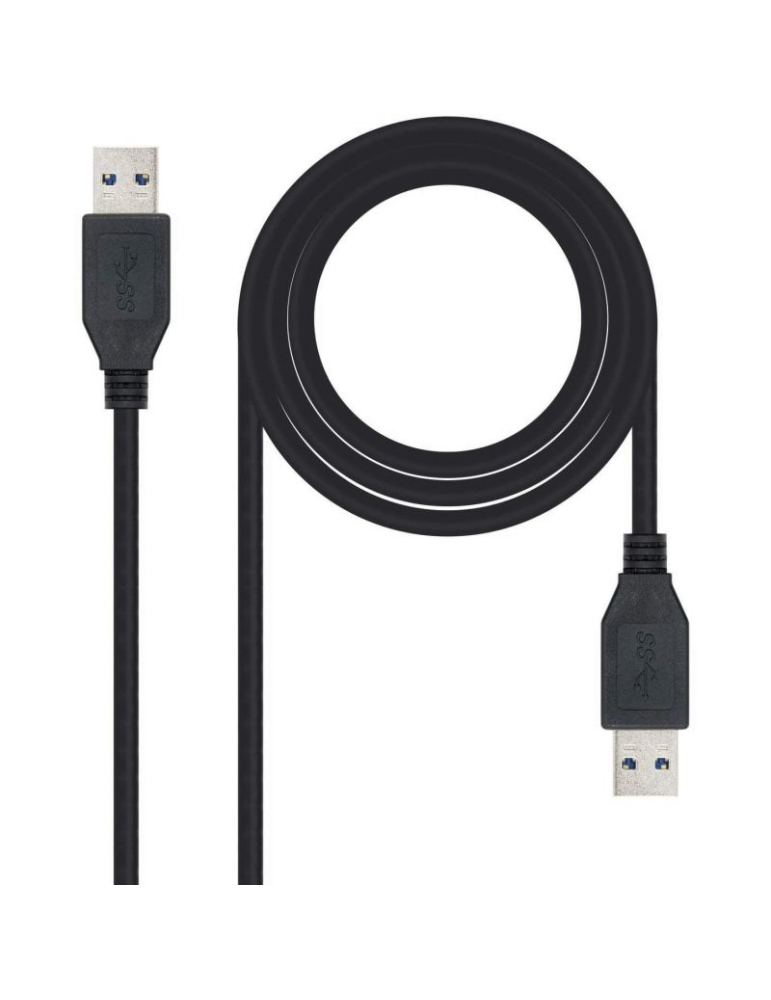 Cable USB 3.0 Nanocable 10.01.1002-BK/ USB Macho - USB Macho/ 5Gbps/ 2m/ Negro