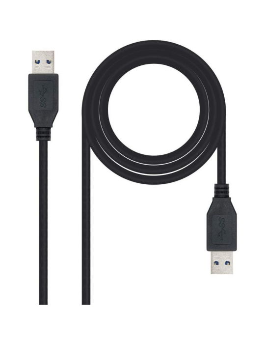 Cable USB 3.0 Nanocable 10.01.1002-BK/ USB Macho - USB Macho/ 5Gbps/ 2m/ Negro