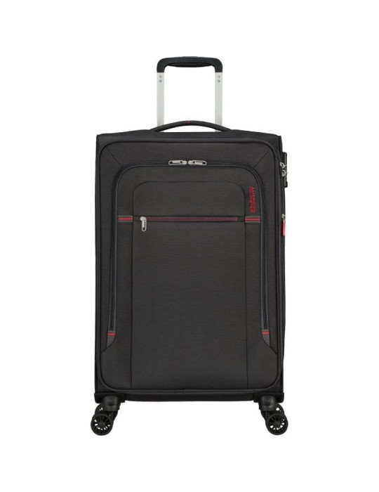 Maleta Mediana American Tourister Crosstrack Spinner Expansible 67cm/ 67.5x42x27.5cm/ 4 Ruedas/ Gris y Rojo