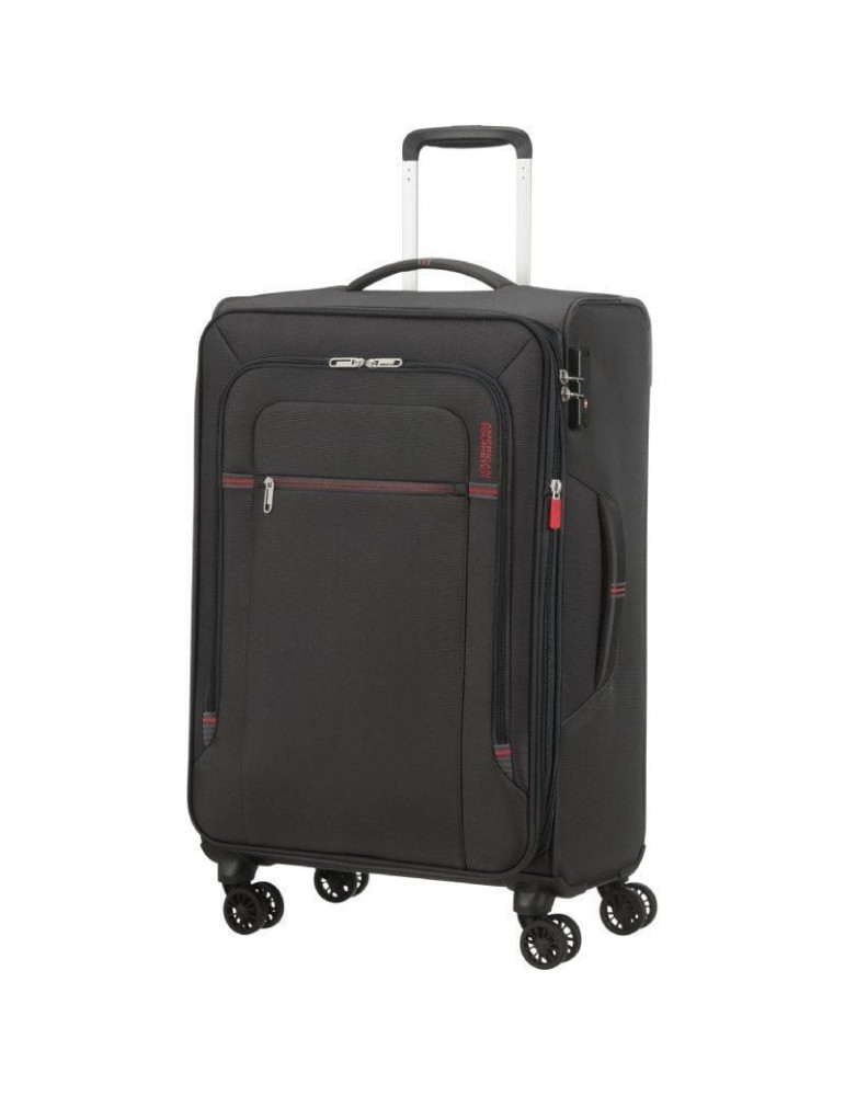 Maleta Mediana American Tourister Crosstrack Spinner Expansible 67cm/ 67.5x42x27.5cm/ 4 Ruedas/ Gris y Rojo