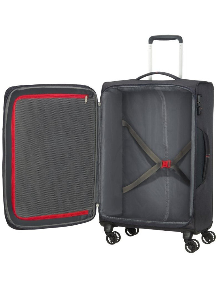 Maleta Mediana American Tourister Crosstrack Spinner Expansible 67cm/ 67.5x42x27.5cm/ 4 Ruedas/ Gris y Rojo