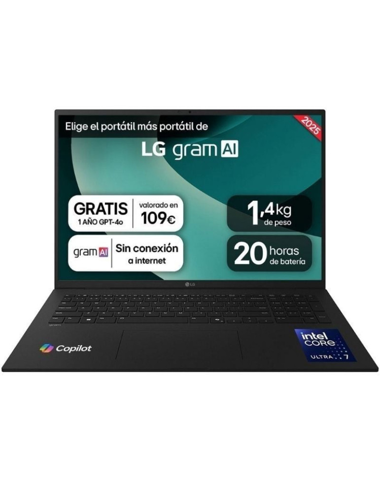 Portátil LG Gram 17ZD90T-G.AX88B Intel Core Ultra 7-255H 32GB/ 1TB SSD/ 17"/ Sin Sistema Operativo