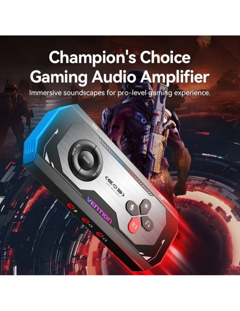 Tarjeta de Sonido Gaming con Amplificador Vention CVAB0/ USB Tipo-C Macho - 3xJack 3.5 Hembra