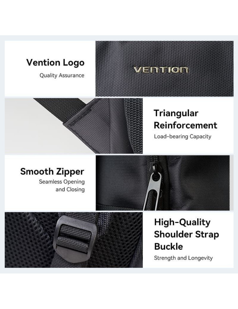 Mochila Vention KRMB0 para Portátiles hasta 15.6"/ 20L/ Negra