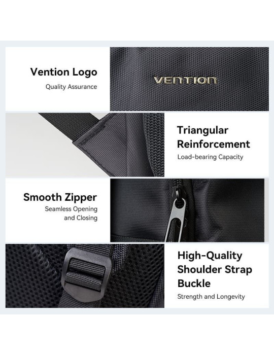 Mochila Vention KRMB0 para Portátiles hasta 15.6"/ 20L/ Negra