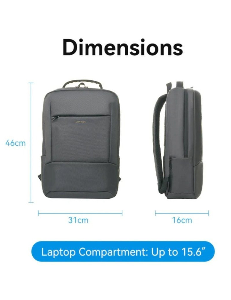 Mochila Vention KRNB0 para Portátiles hasta 15.6"/ 23L/ Gris Oscuro