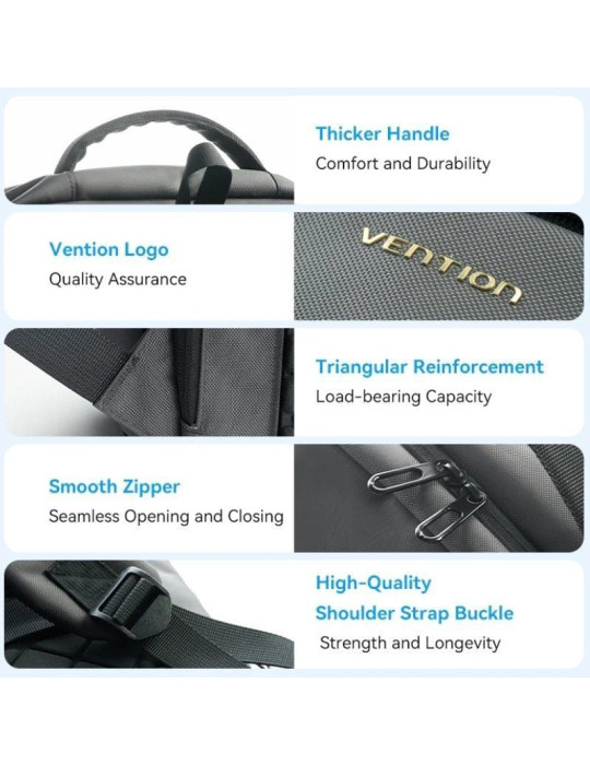 Mochila Vention KRNB0 para Portátiles hasta 15.6"/ 23L/ Gris Oscuro