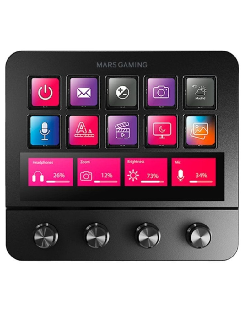 Stream Deck Mars Gaming MSD-PRO/ 10 Teclas LCD + 4 Diales Personalizables/ Negro