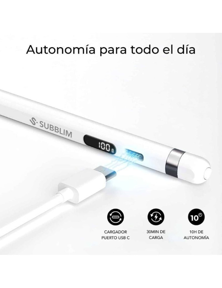 Lápiz Electrónico Subblim NoteFlow Pen para Android y Windows/ Blanco