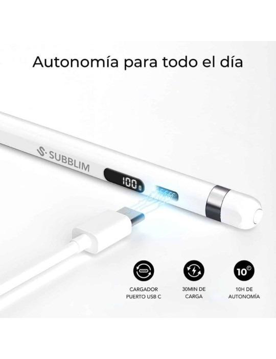 Lápiz Electrónico Subblim NoteFlow Pen para Android y Windows/ Blanco