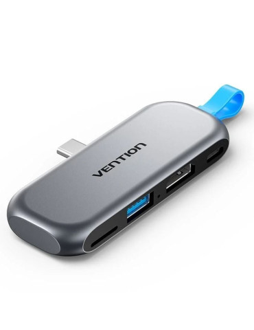 Docking Sin Cables USB Tipo-C Vention THYH0/ 1xUSB/ 1xHDMI/ 1xUSB Tipo-C PD/ 1xLector de Tarjetas/ Gris