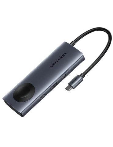 Docking USB Tipo-C con Carga Inalámbrica Vention TPMHB/ 1xHDMI 4K/ 2xUSB/ 1xUSB Tipo-C/ 1xUSB Tipo-C PD/ Gris