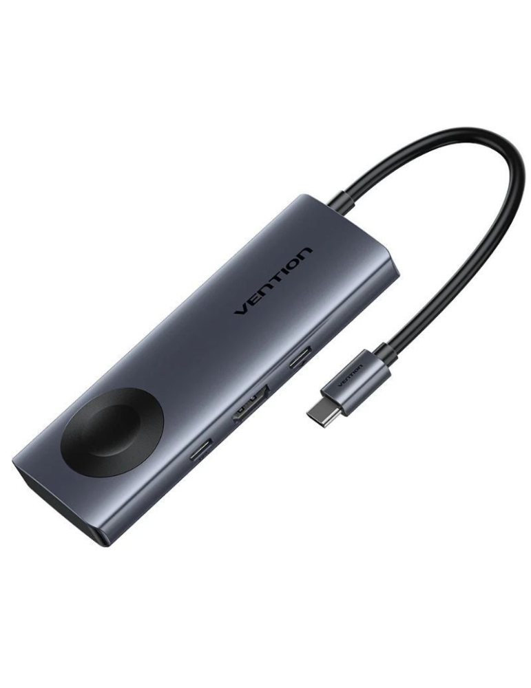Docking USB Tipo-C con Carga Inalámbrica Vention TPMHB/ 1xHDMI 4K/ 2xUSB/ 1xUSB Tipo-C/ 1xUSB Tipo-C PD/ Gris