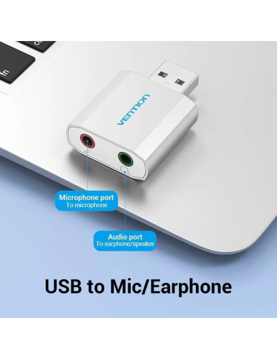Tarjeta de Sonido Vention VAB-S13/ 2.1/ Plata
