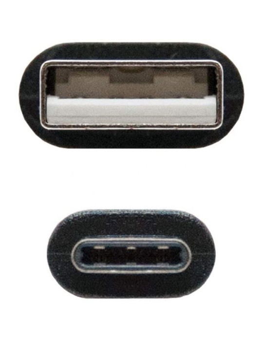 Cable USB 2.0 Tipo-C Nanocable 10.01.2100/ USB Tipo-C Macho - USB Macho/ 480Mbps/ 50cm/ Negro