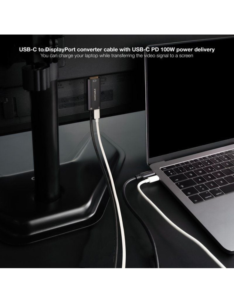 Cable Conversor Nanocable 10.15.5012/ USB Tipo-C Macho - DisplayPort 8K Macho/ USB Tipo-C Hembra/ Hasta 100W/ 1.8m/ Gris