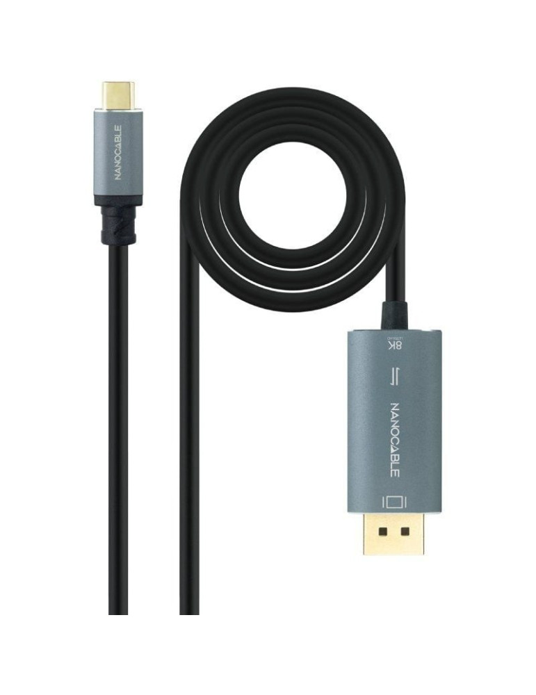 Cable Conversor Nanocable 10.15.5022/ USB Tipo-C Macho - Displayport Macho/ 2m/ Negro