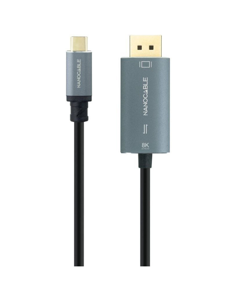 Cable Conversor Nanocable 10.15.5022/ USB Tipo-C Macho - Displayport Macho/ 2m/ Negro
