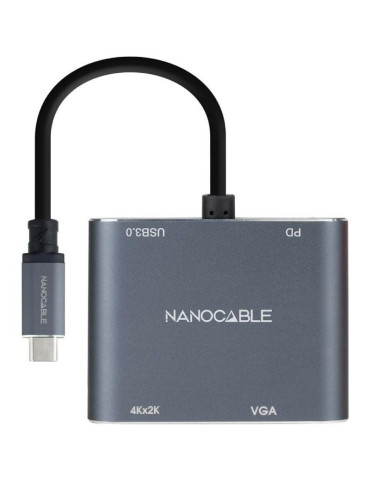 Conversor Nanocable 10.16.4304/ USB Tipo-C Macho/ HDMI 4K Hembra - VGA Hembra - USB Tipo-C PD Hembra - USB Hembra/ 15cm/ Gris 2