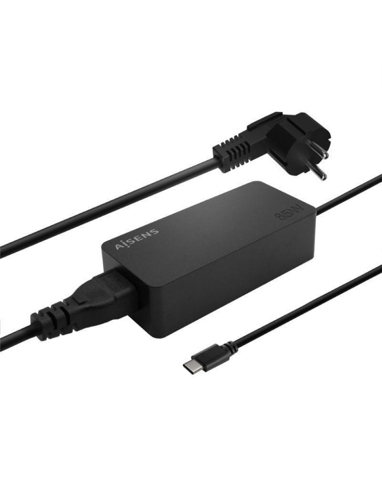 Cargador de Portátil Aisens ASCH-1PD65D-BK/ 1xUSB Tipo-C/ 65W/ Automatico/ Voltaje 5-20V
