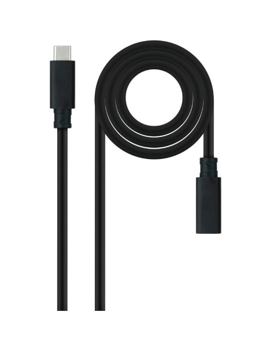 Cable Alargador USB Tipo-C 3.2 Nanocable 10.01.4500/ USB Tipo-C Macho - USB Tipo-C Hembra/ 50cm/ Negro
