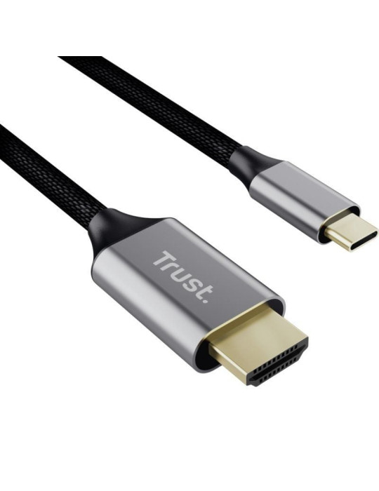 Cable Conversor HDMI 4K Trust CALYX/ USB Tipo-C Macho - HDMI Macho/ 2m/ Gris