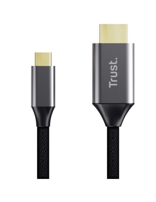 Cable Conversor HDMI 4K Trust CALYX/ USB Tipo-C Macho - HDMI Macho/ 2m/ Gris