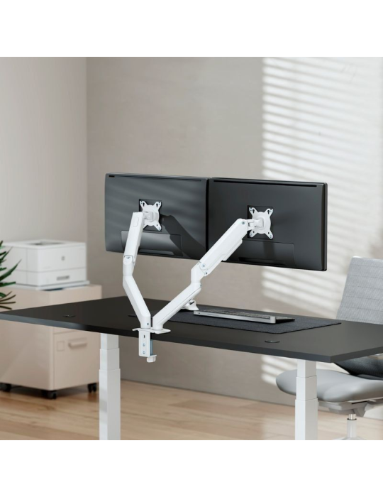 Soporte de Mesa con Contrapeso para 2 Monitores Aisens DT32TSR-437/ Giratorio/ Inclinable/ hasta 9kg