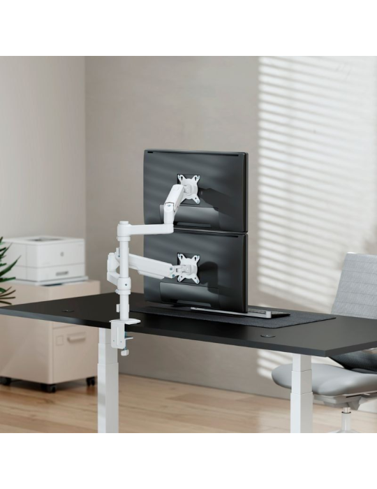 Soporte de Mesa con Contrapeso para 2 Monitores Aisens DT32TSR-441/ Giratorio/ Inclinable/ hasta 9kg